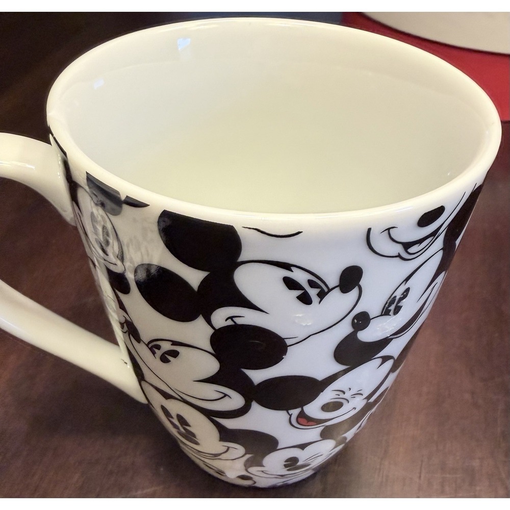 Disney All Over Mickey  Black White Cup Plate Bowl Set NWT - Picture 4 of 8